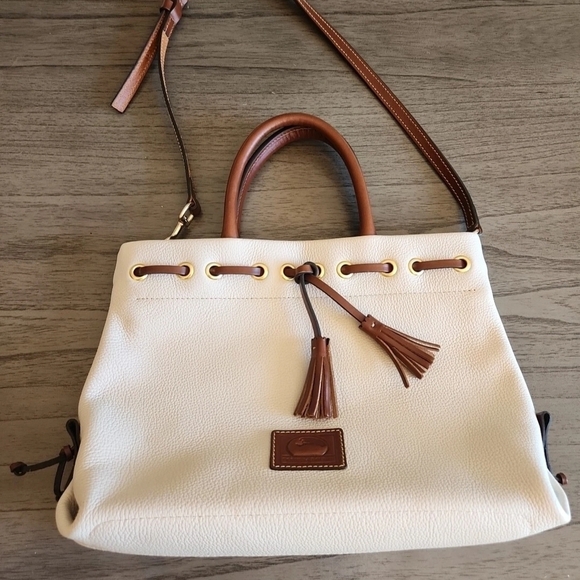 Dooney & Bourke Cream and Brown Satchel - Picture 1 of 2